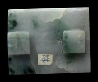 Three Chinese Apple Green and White Jadeite Buckles, 19th-20th Century 清晚期 翡翠帶扣三件