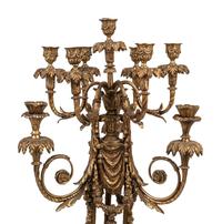 A Louis XV Style Gilt Bronze and Marble Ten-Light Candelabrum
