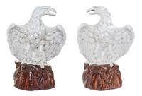 A Pair of Glazed Terra Cotta Ornaments Height 29 1/2 inches.