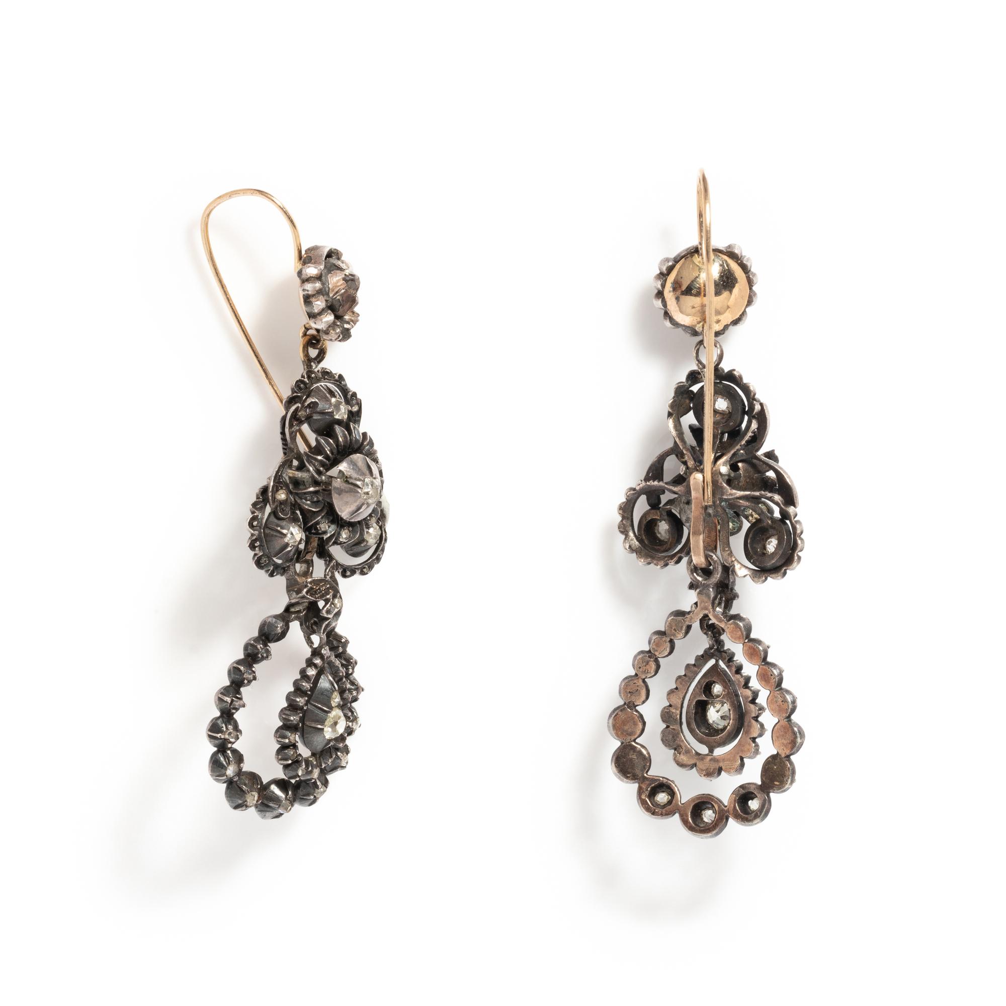 GEORGIAN, CONVERTIBLE DIAMOND EARRINGS