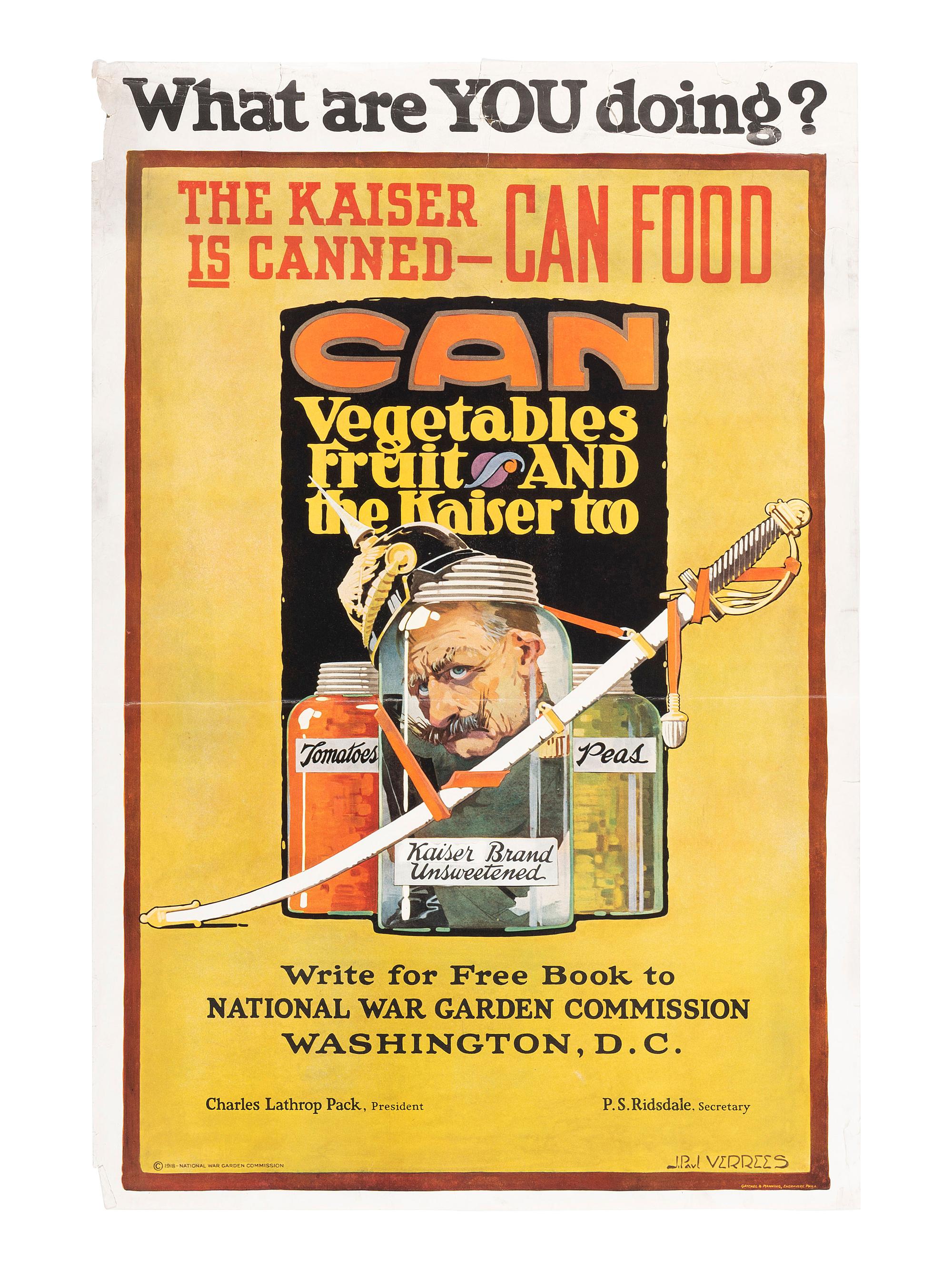 [WORLD WAR I]. A group of 7 posters depicting and lambasting Huns and Kaiser Wilhelm II, comprising: