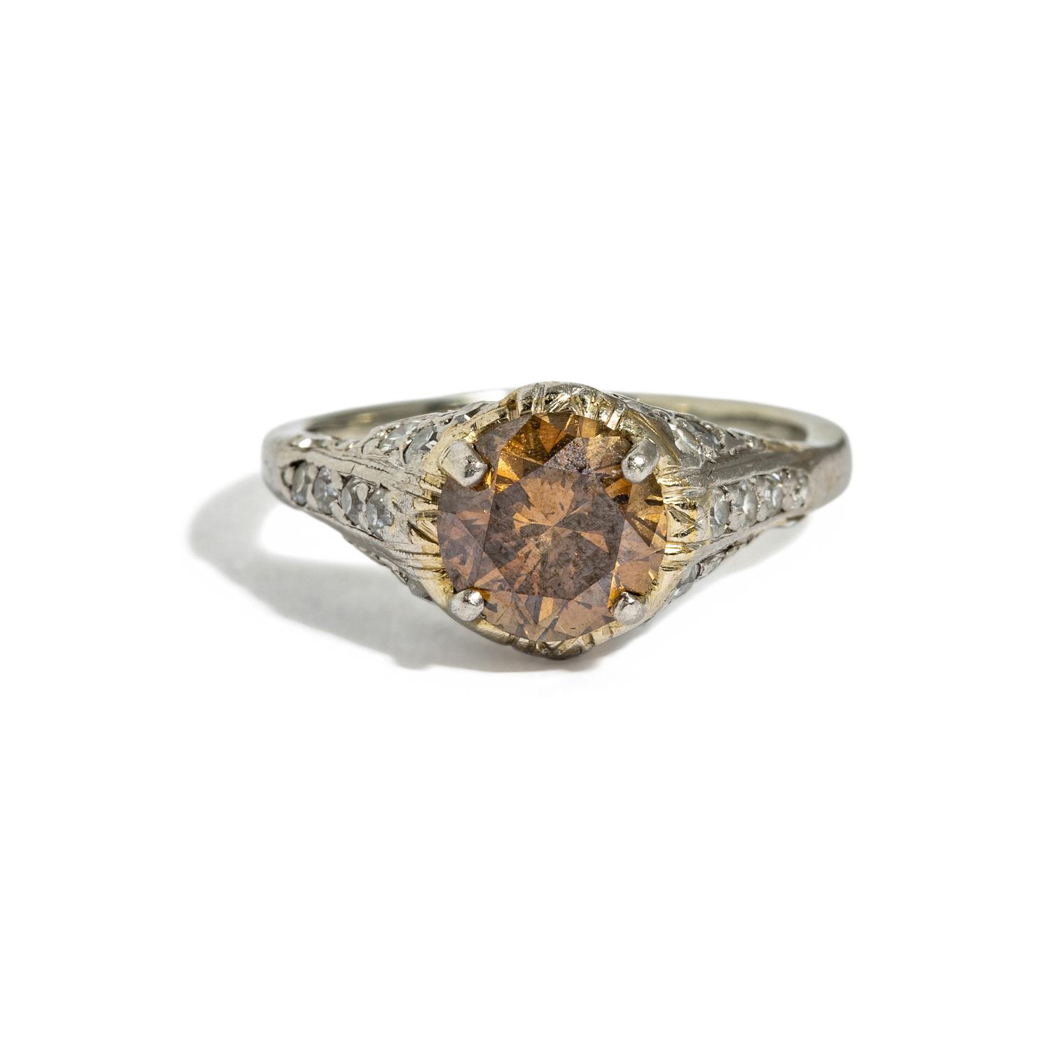 BROWN DIAMOND AND DIAMOND RING