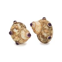 MAZ, SHELL AND AMETHYST EARCLIPS
