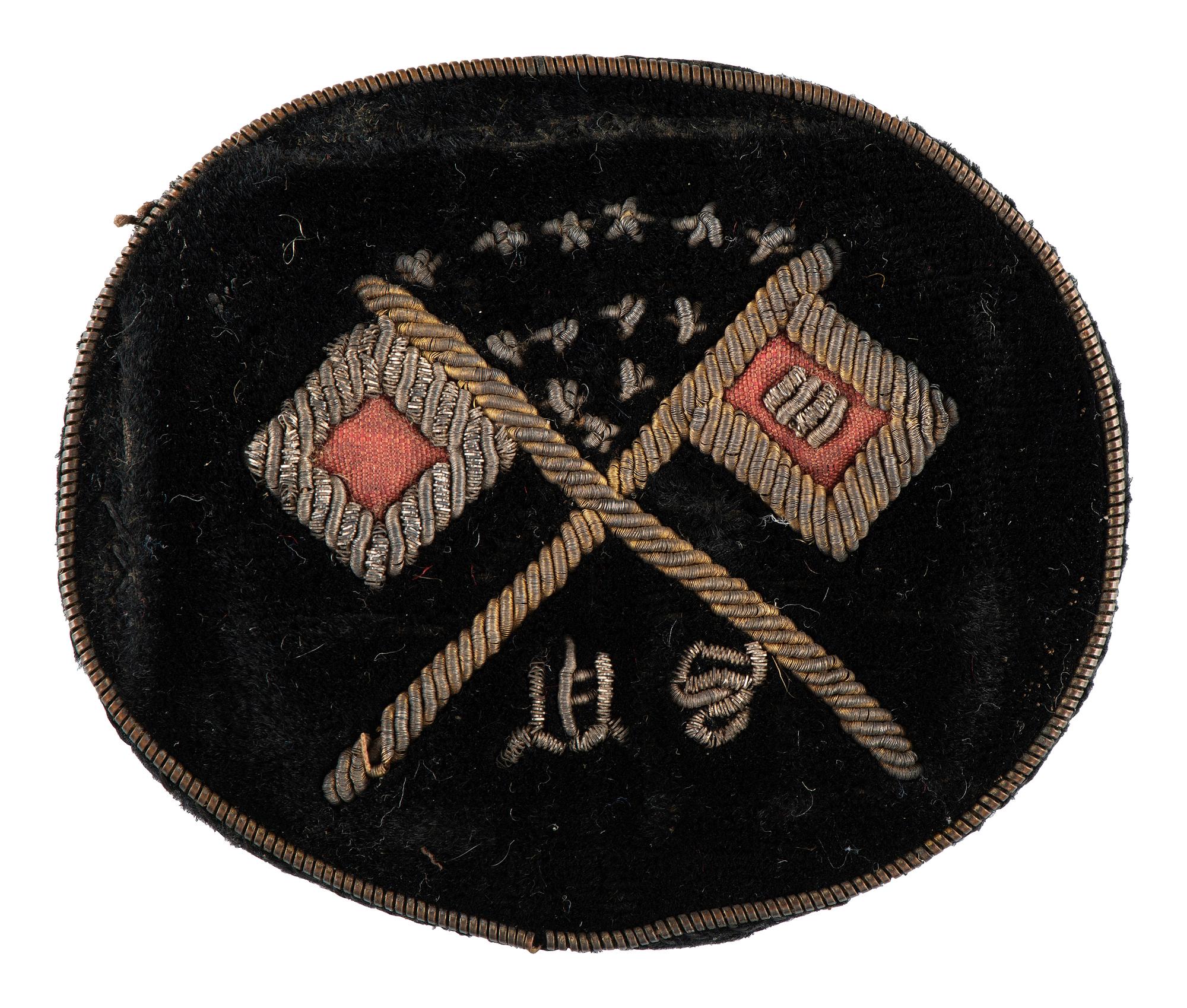 [CIVIL WAR]. Signal corps embroidered bullion hat insignia.