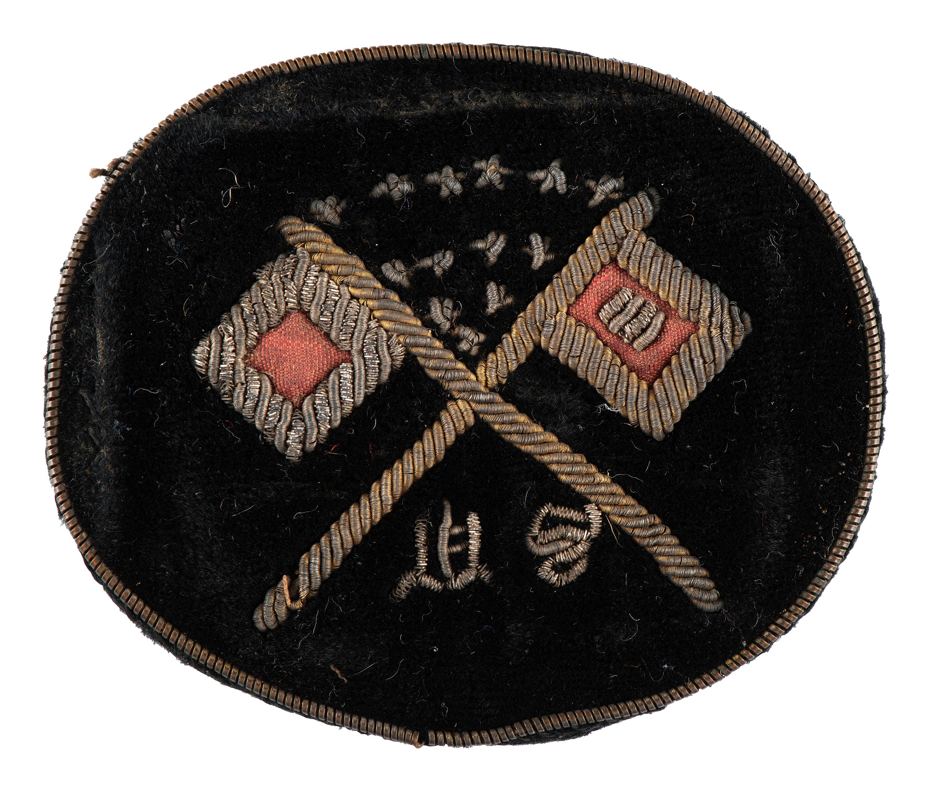 [CIVIL WAR]. Signal corps embroidered bullion hat insignia.