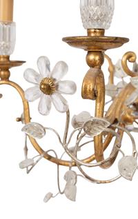A Maison Bagues-Style Gilt Metal Six-Light Chandelier