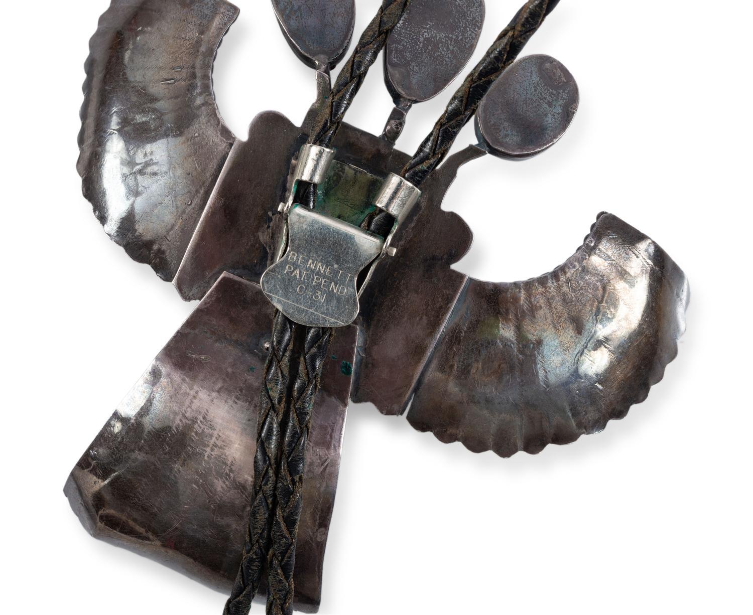 Navajo Silver and Turquoise Katsina Bolo Tie AND Cuff Bracelet