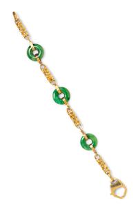 A Yellow Gold and Jade Bi Bracelet,