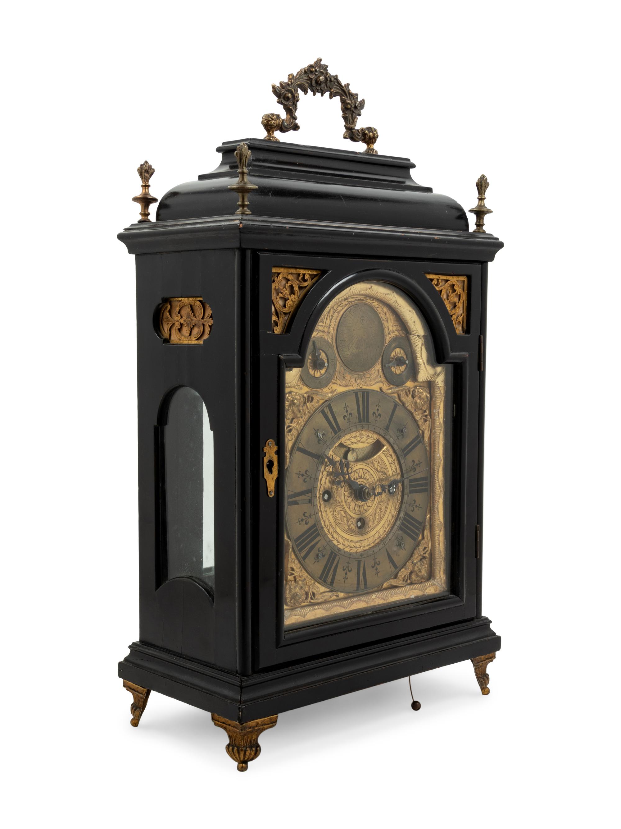 An English Gilt Metal Mounted Ebonized Bracket Clock with a German Movement