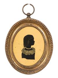 Six Verre Eglomise Silhouettes of Ladies