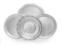 Four American Silver Circular Trays, Various Makers, each of circular form, the largest example with a scalloped edge.