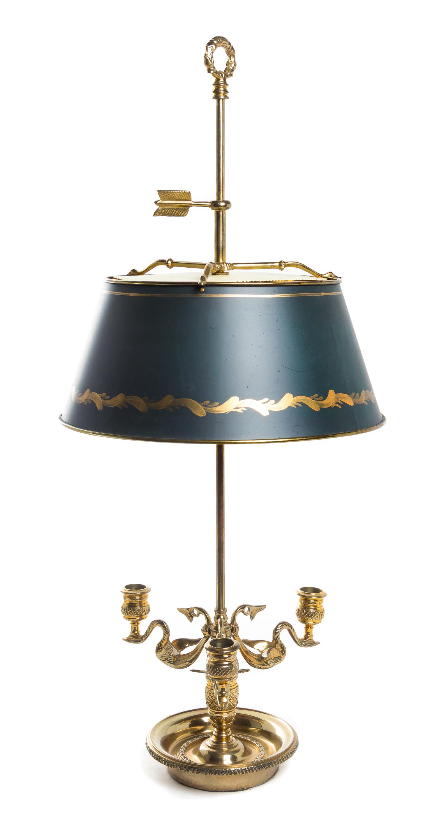 A Chapman Empire Style Gilt Brass Bouillotte Lamp Height 30 1/4 inches. — 20TH CENTURY