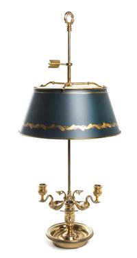 A Chapman Empire Style Gilt Brass Bouillotte Lamp Height 30 1/4 inches. — 20TH CENTURY