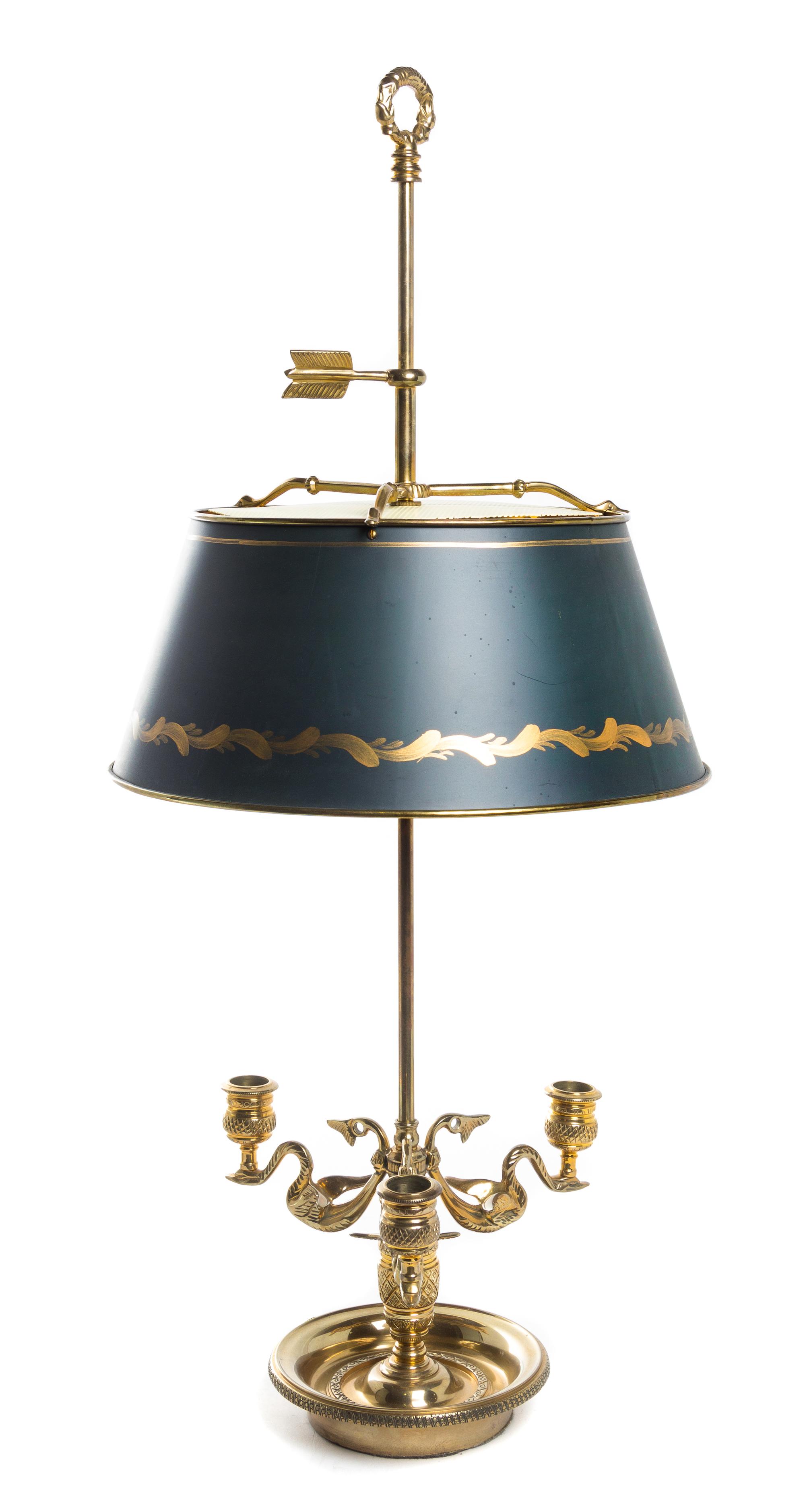 A Chapman Empire Style Gilt Brass Bouillotte Lamp Height 30 1/4 inches. — 20TH CENTURY