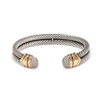 DAVID YURMAN, STERLING SILVER, YELLOW GOLD AND DIAMOND 'CABLE CLASSIC' CUFF BRACELET