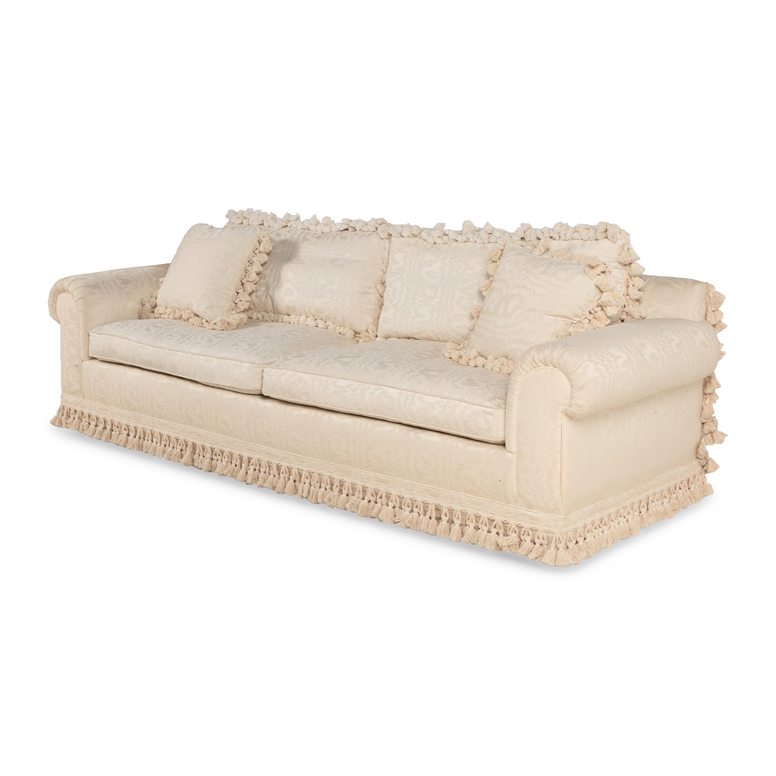 A Custom Silk Moiré Upholstered Sofa