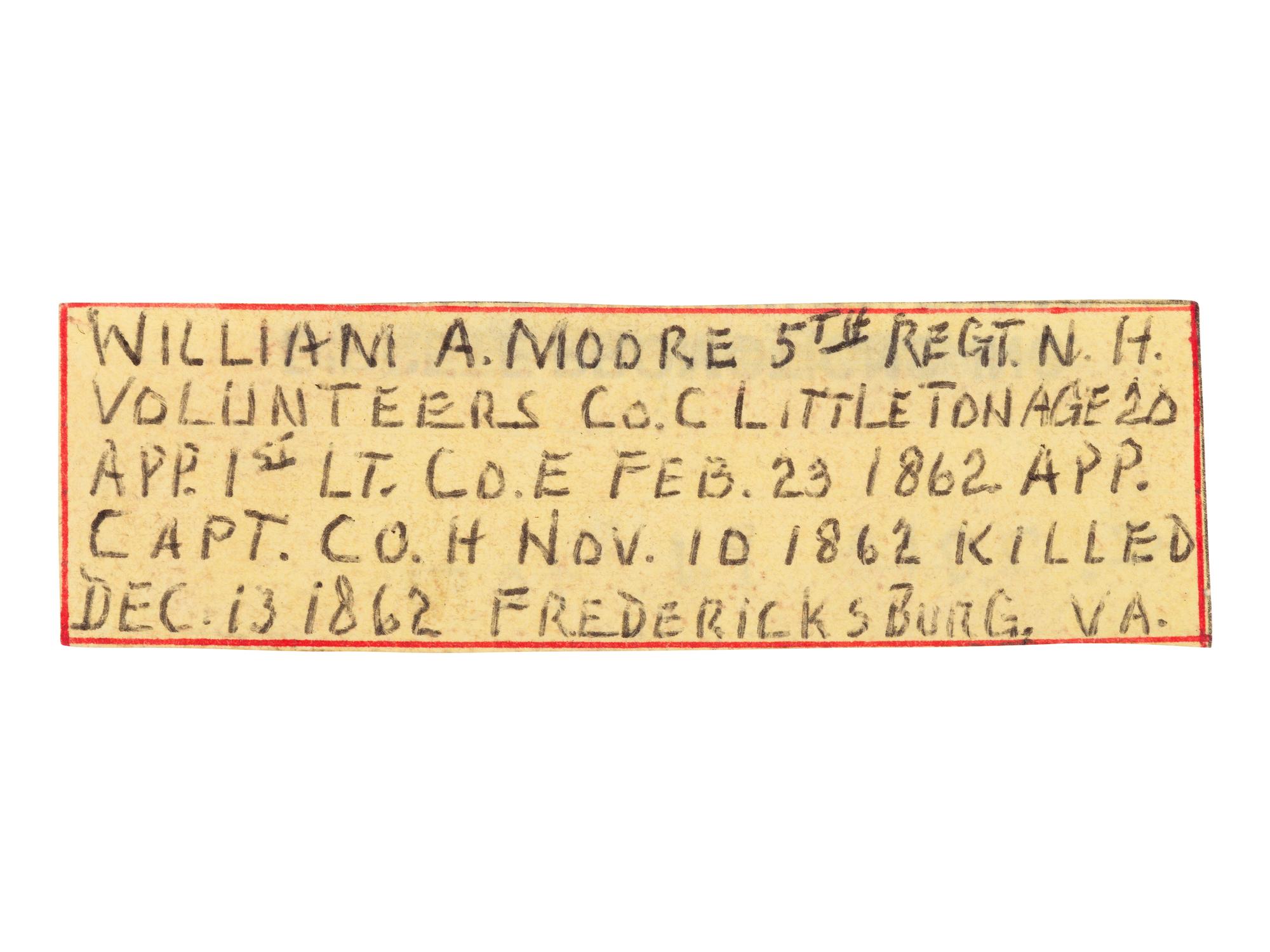 [CIVIL WAR]. Silver fork tentatively identified to Capt. William A. Moore, 5th NH Infantry, KIA Fredericksburg.