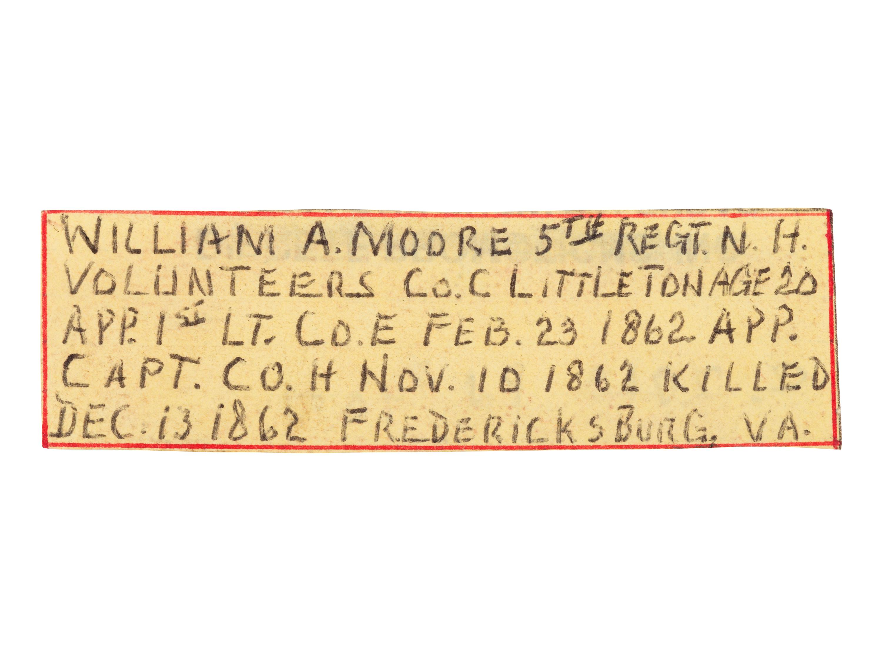 [CIVIL WAR]. Silver fork tentatively identified to Capt. William A. Moore, 5th NH Infantry, KIA Fredericksburg.