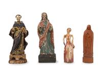 A Collection of Continental Painted Figures of Saints