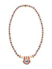 SAPPHIRE, RUBY, DIAMOND AND YELLOW GOLD NECKLACE