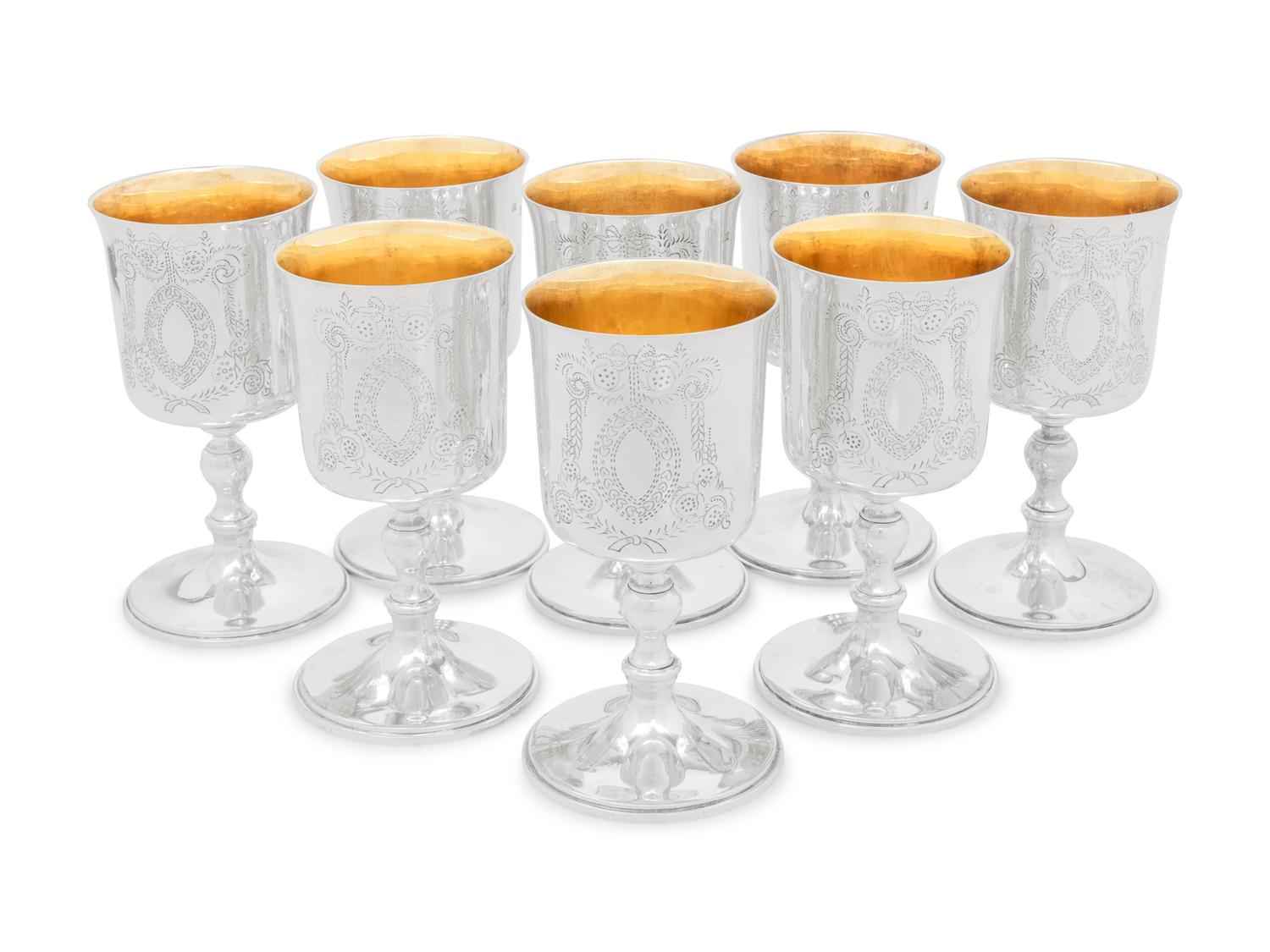 A Set of Eight Irish Silver Goblets