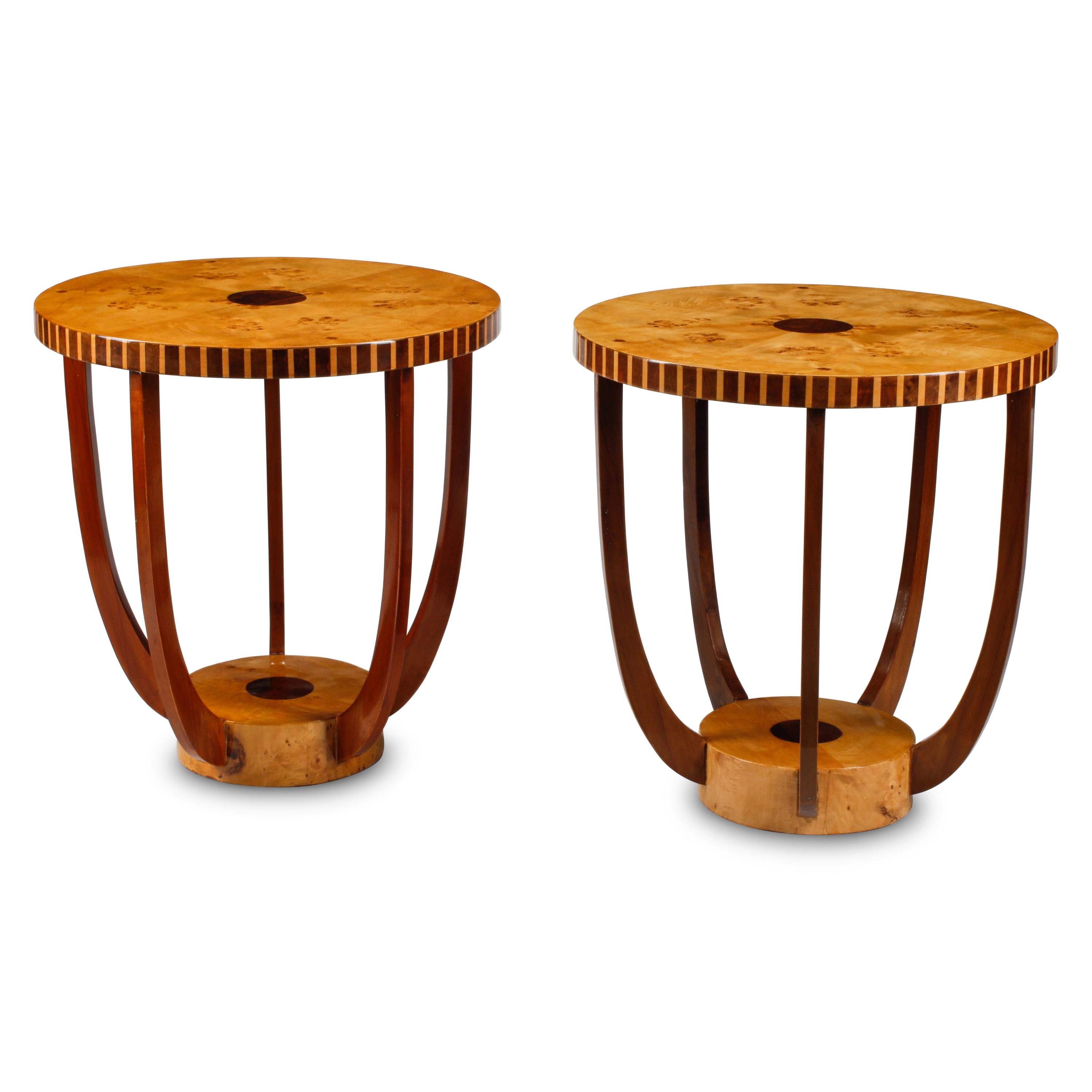 A Pair of Art Deco Style Circular Side Tables