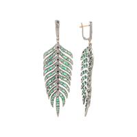 EMERALD AND DIAMOND FEATHER EARRINGS
