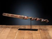 Eastern Sioux Calumet Twisted Wood Stem, with Brass Inlay