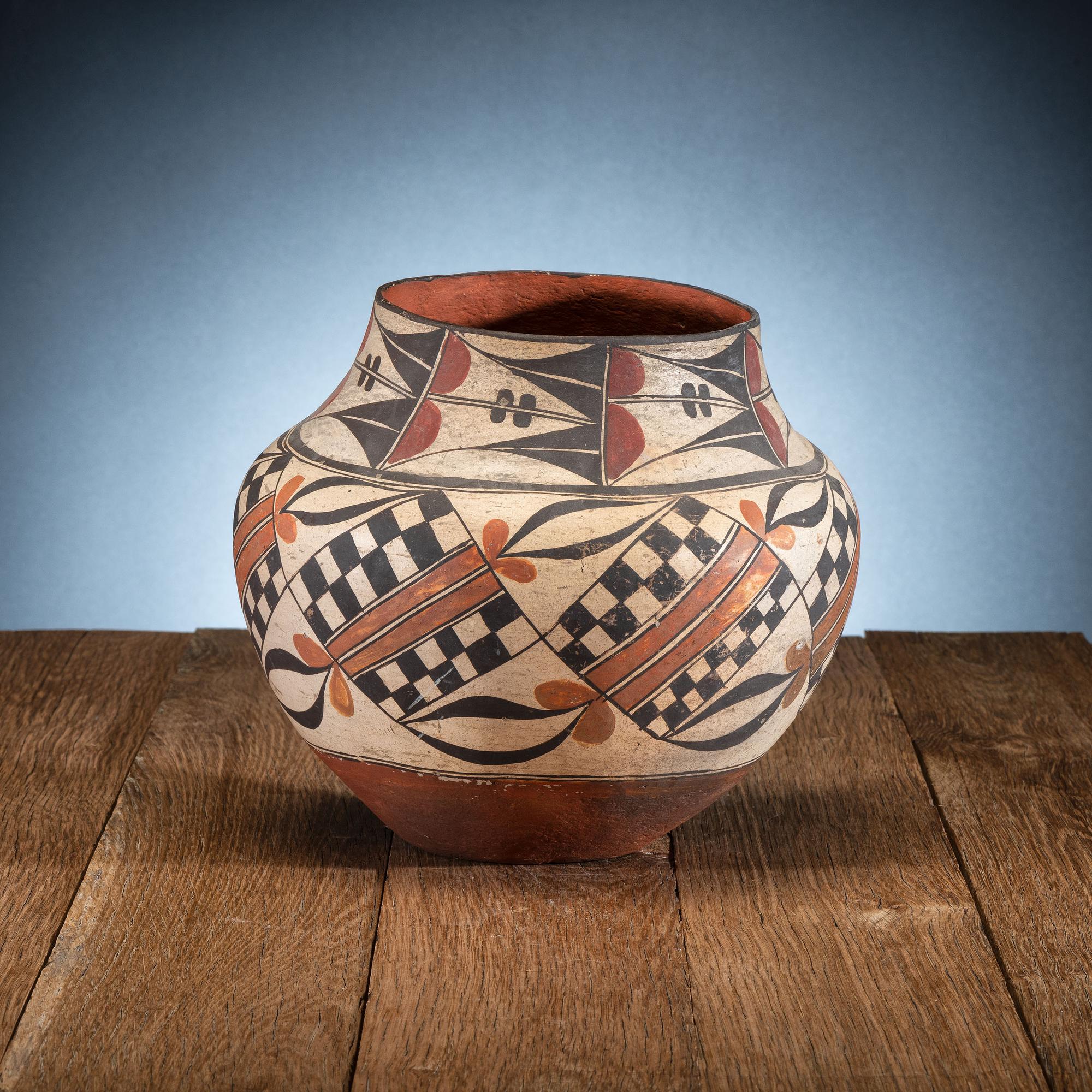 Acoma Four-Color Polychrome Pottery Jar