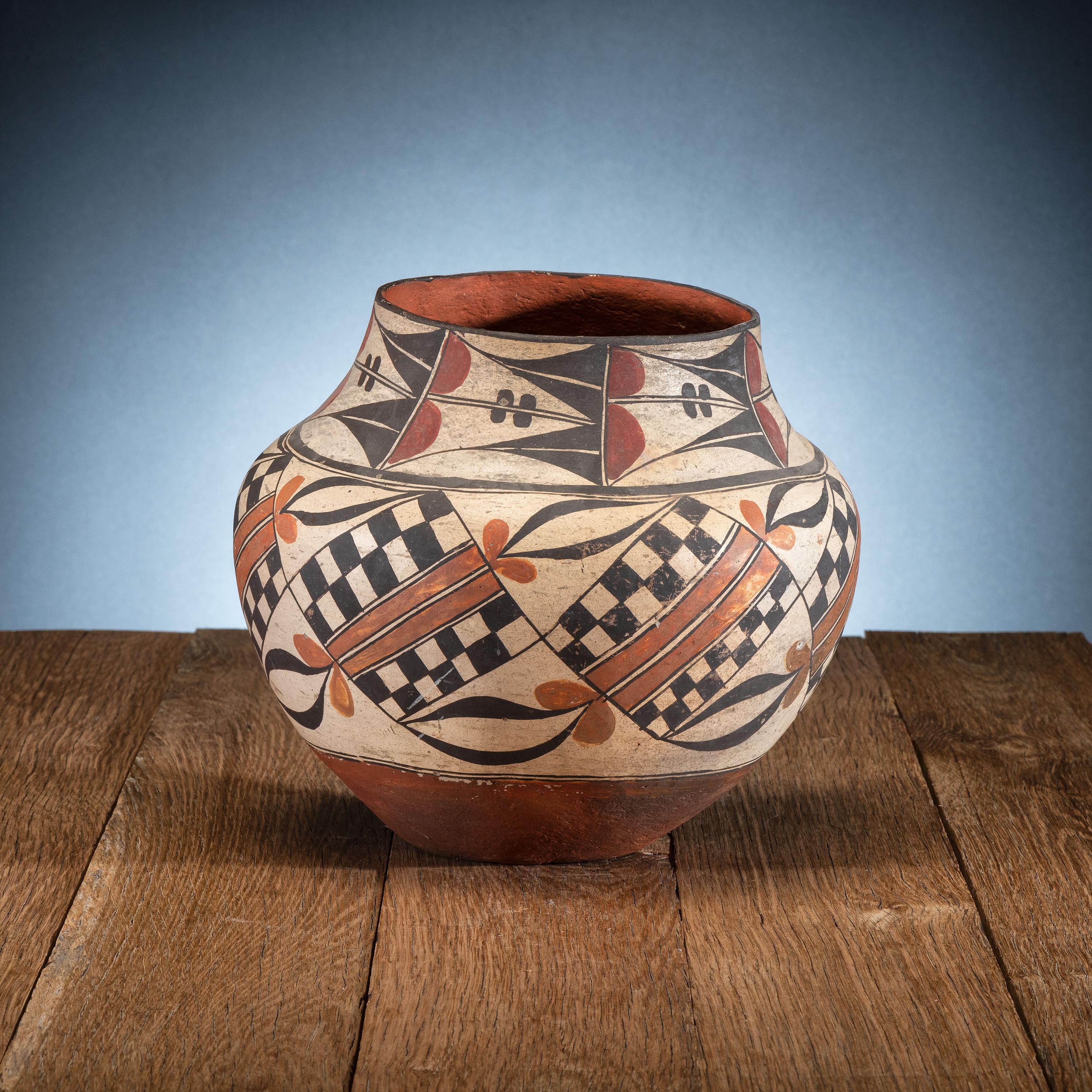 Acoma Four-Color Polychrome Pottery Jar