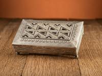 Award Winning Heavily Stamped Sterling Silver Box with Mosaic Inlay
