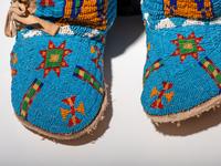 Beaded Dress and Boot Moccasins, with American Flags