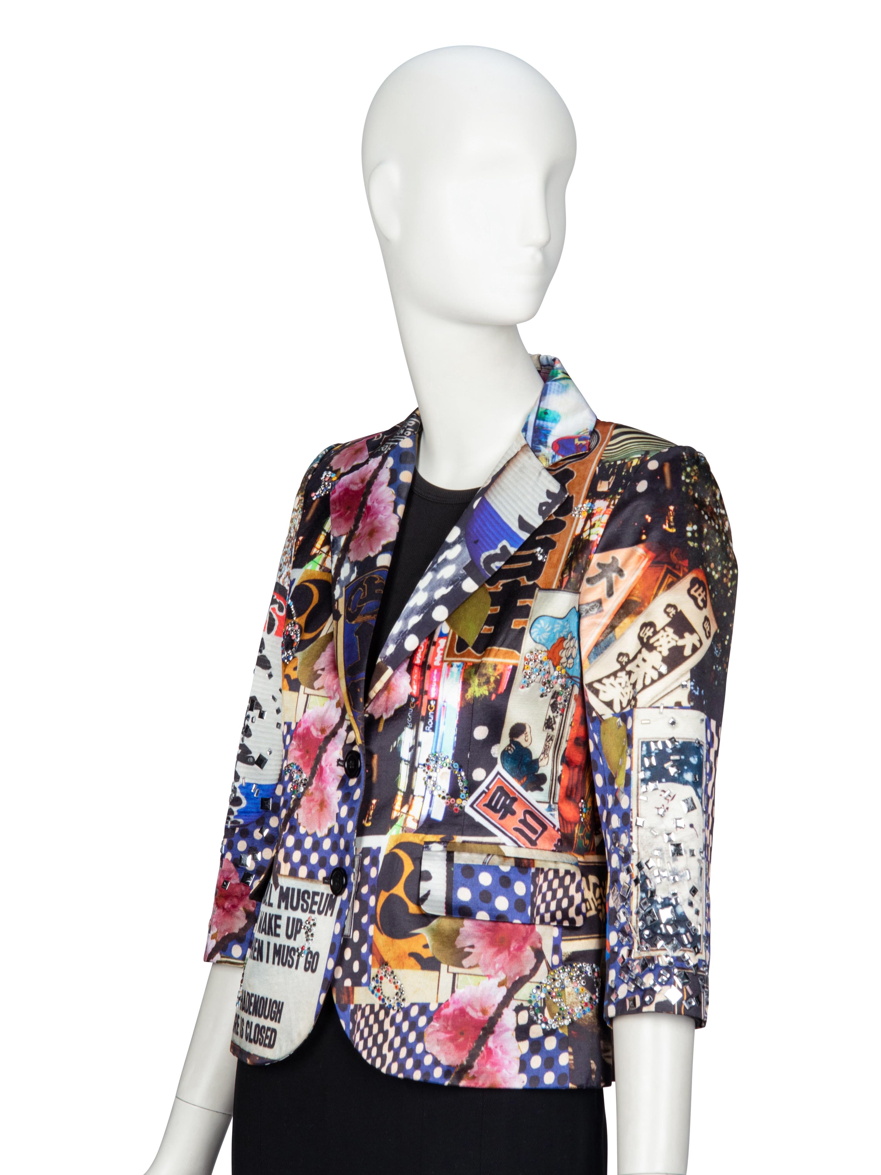 LIBERTINE, EMBELLISHED ALL-OVER PRINT TAILORED JACKET