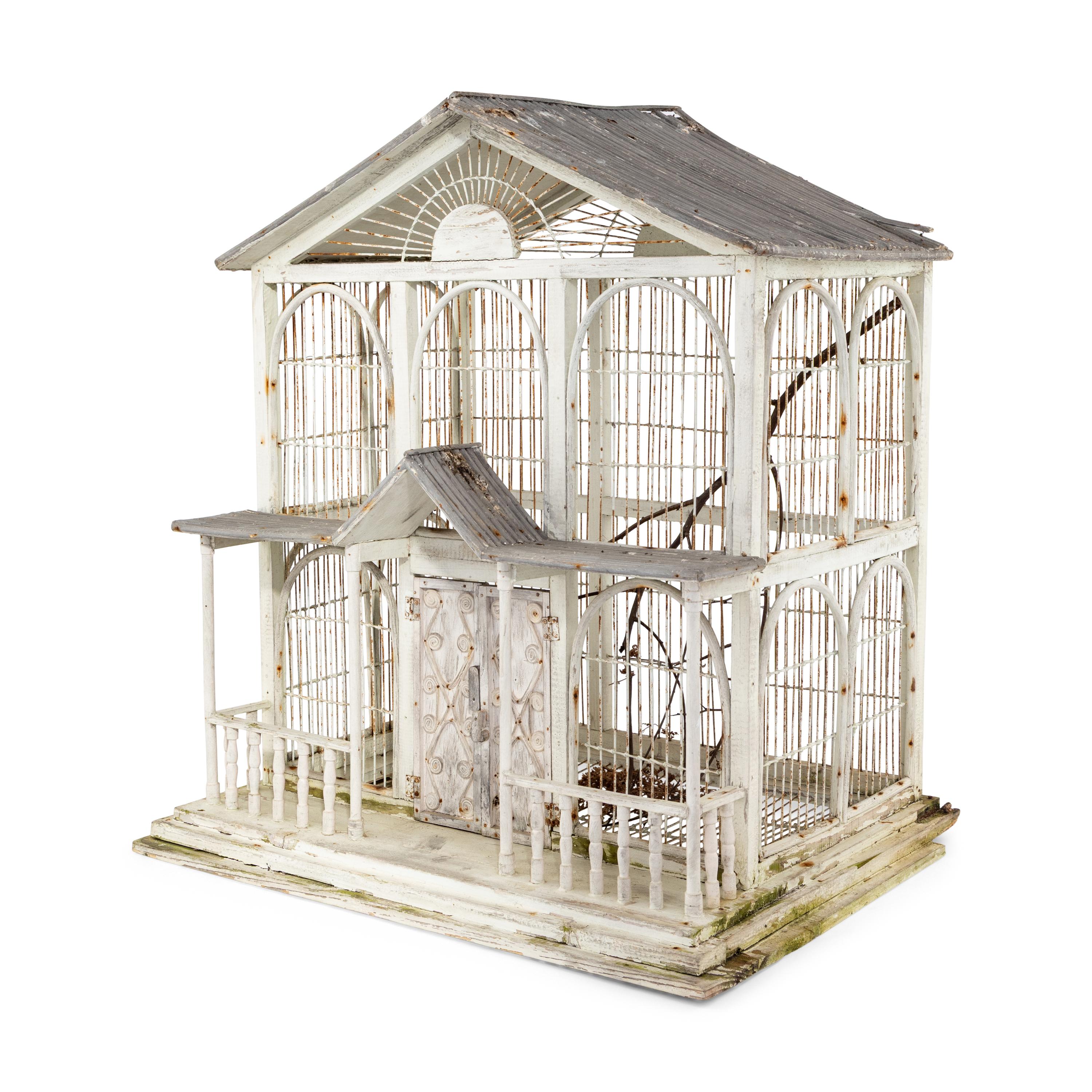 A Victorian Style White-Painted Birdcage