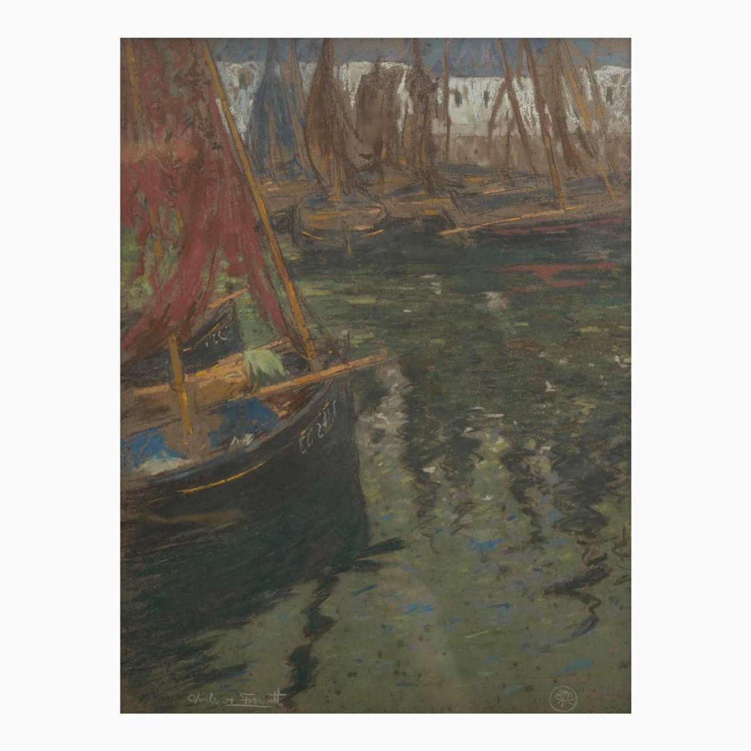 Charles Henry Fromuth (American, 1861–1937) Fishing Boats - A Dock Decoration
