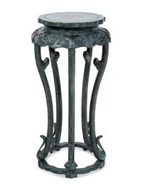 A Chinese Patinated Bronze Pedestal Table