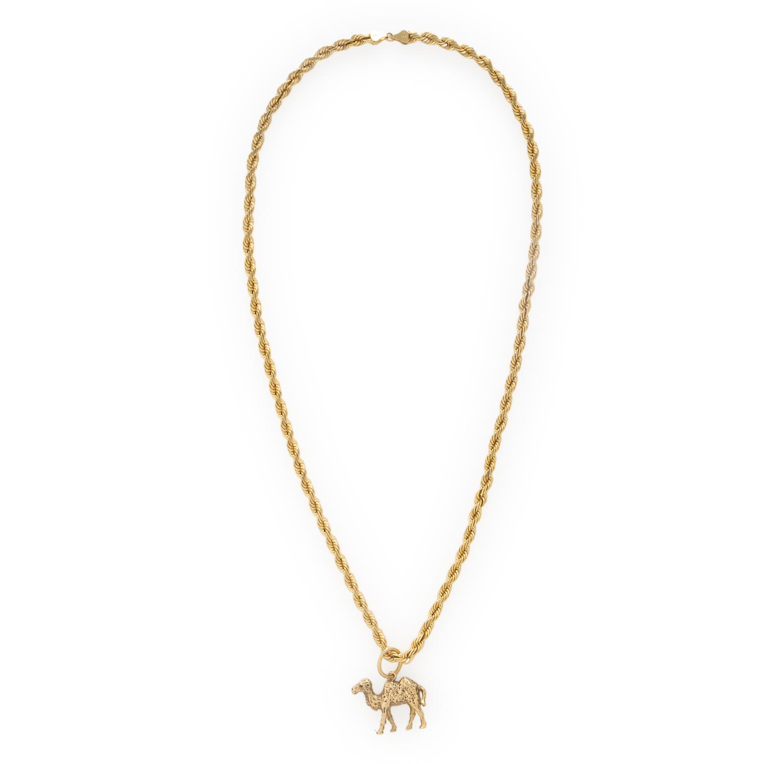 Yellow Gold Chain Necklace with Camel Pendant