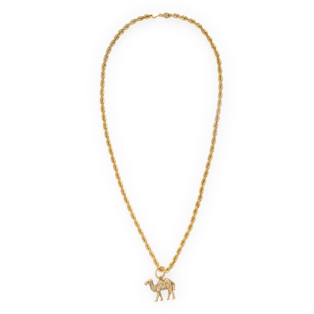 Yellow Gold Chain Necklace with Camel Pendant