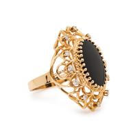 YELLOW GOLD, ONYX AND DIAMOND RING
