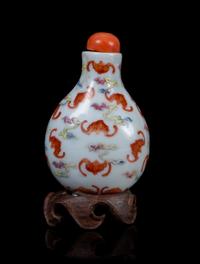 A Famille Rose Porcelain Snuff Bottle LIKELY 18TH/19TH CENTURY Height 2 1/4 inches. — LIKELY 18TH/19TH CENTURY
