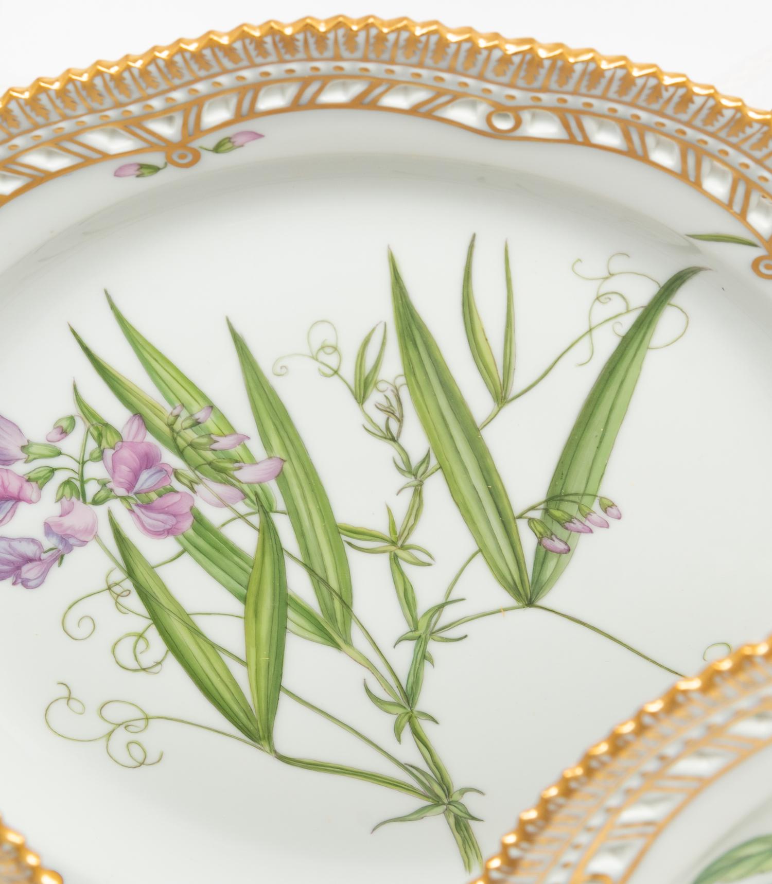 A Set of Twelve Royal Copenhagen Flora Danica Dinner Plates