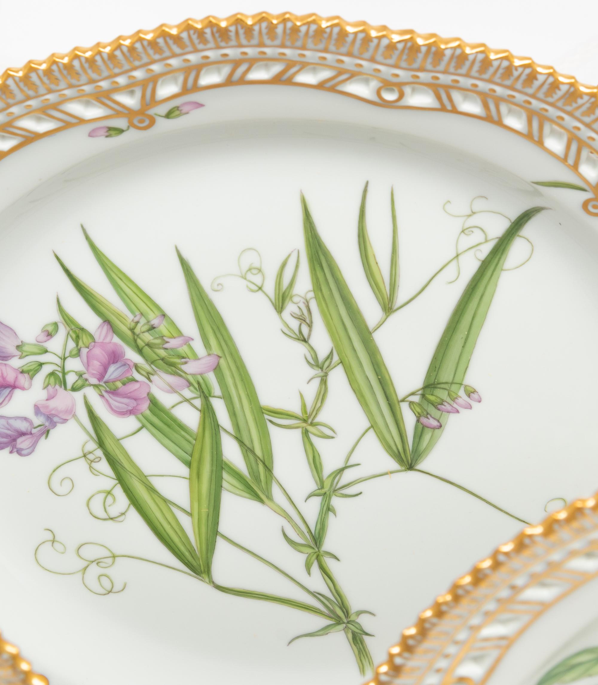 A Set of Twelve Royal Copenhagen Flora Danica Dinner Plates