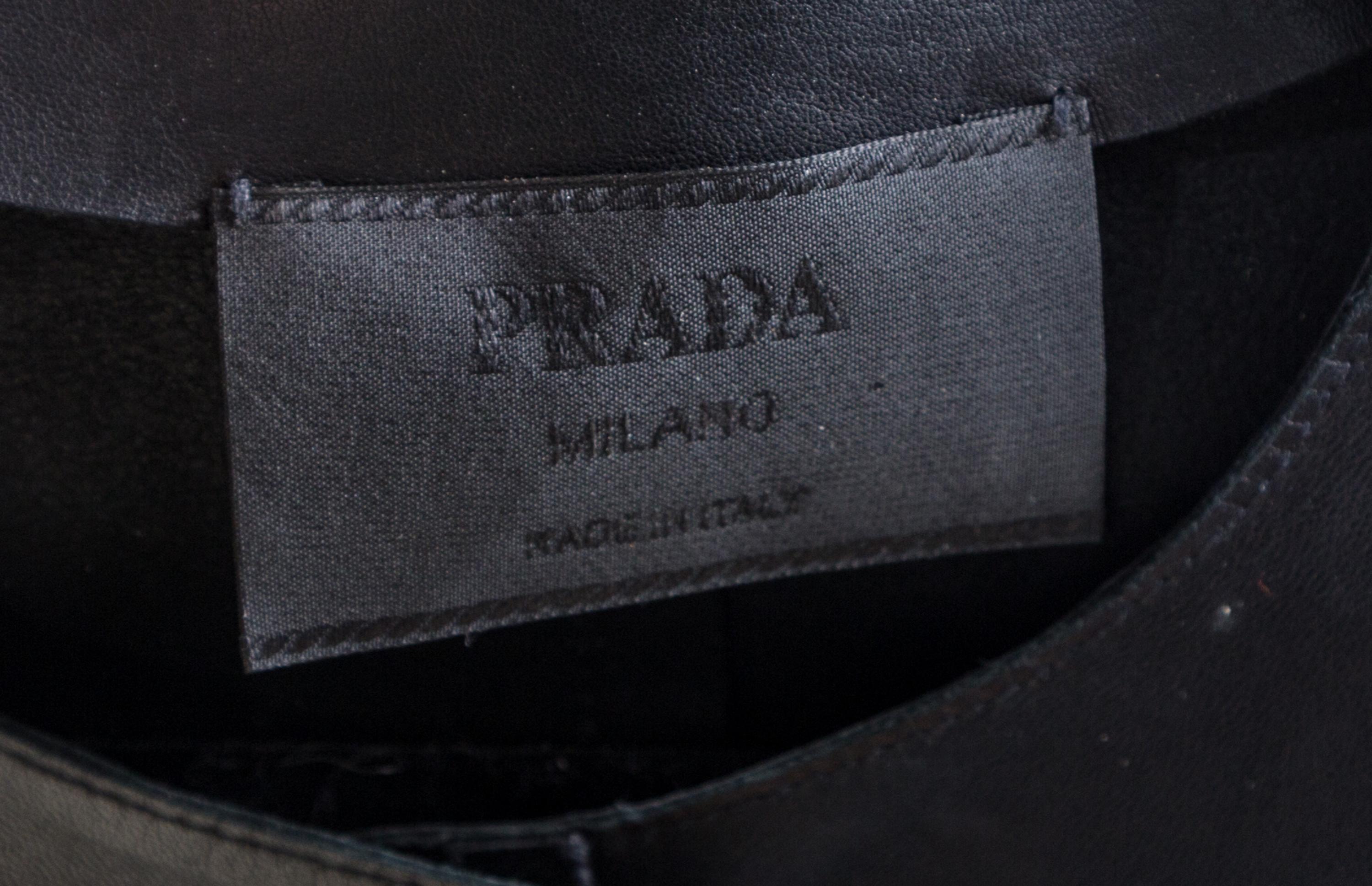 A Prada Black Leather Jacket, Size 44.