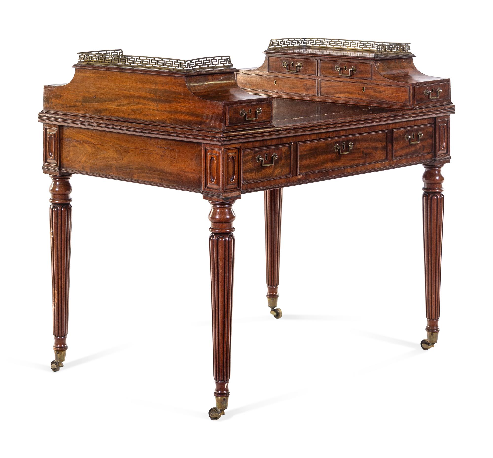 A Regency Brass Mounted Mahogany Writing Desk