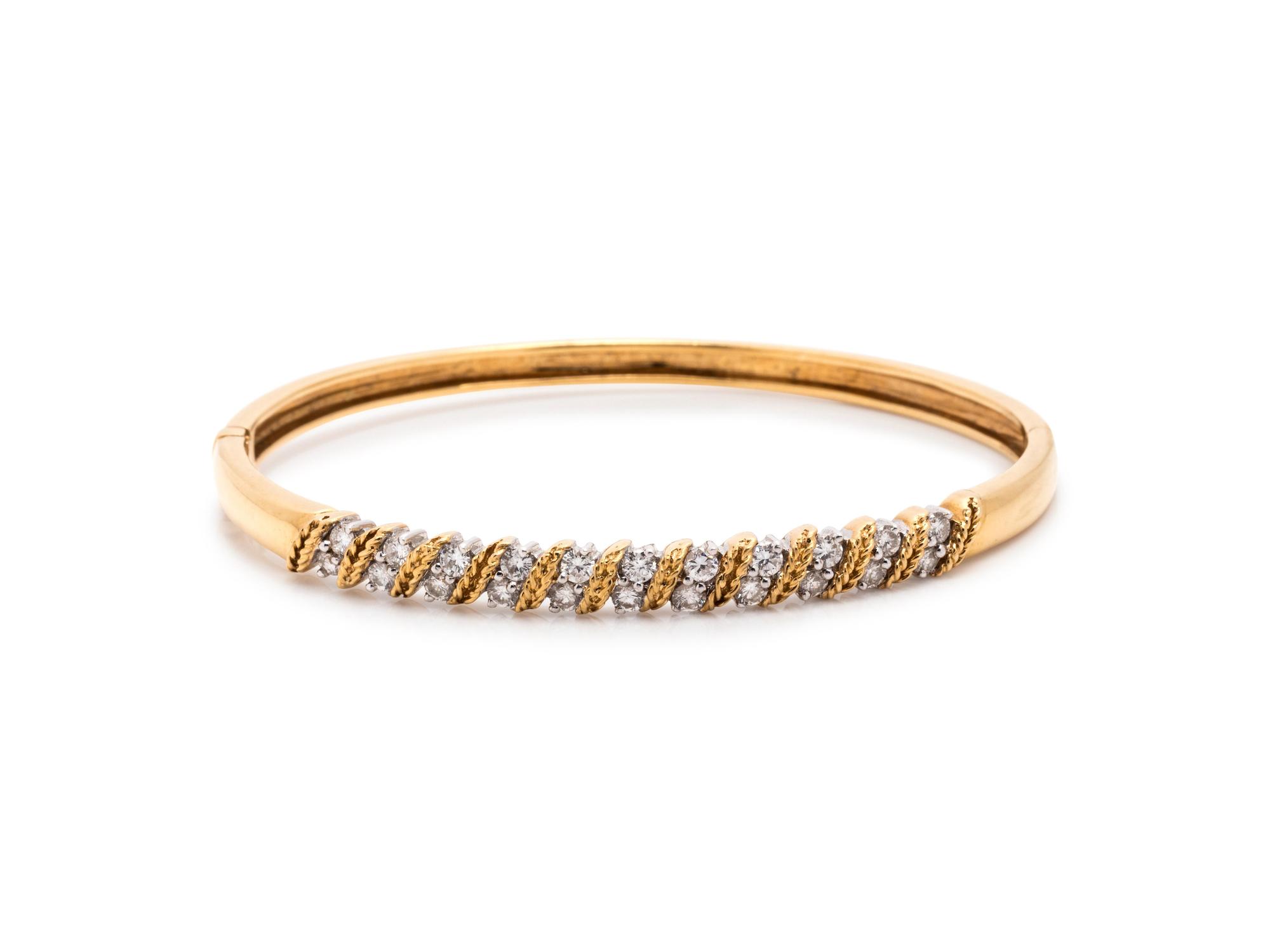 BICOLOR GOLD AND DIAMOND BANGLE BRACELET