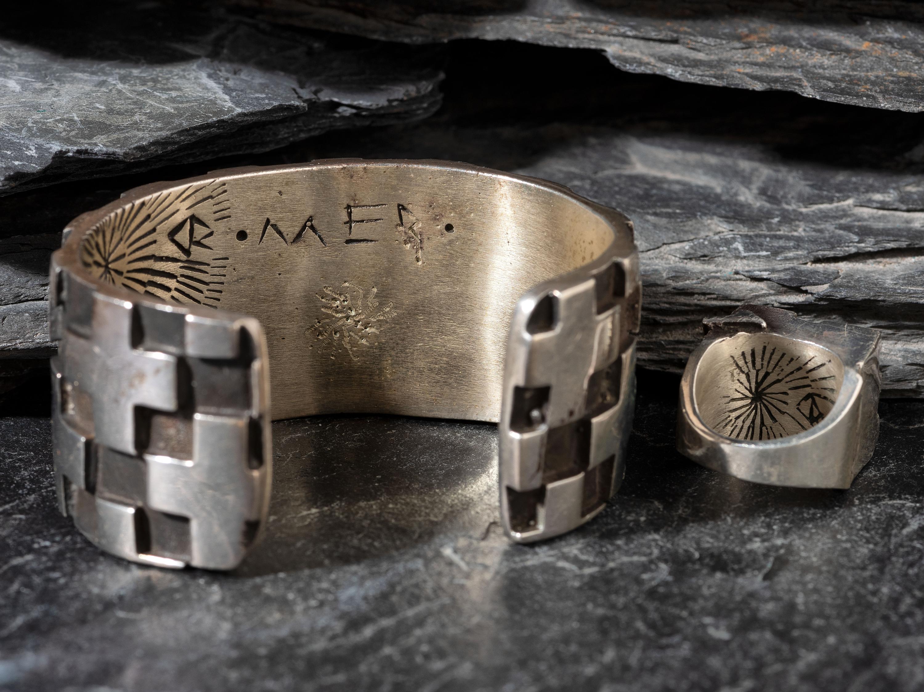 Matching Sterling Silver Cross Cuff Bracelet and Ring