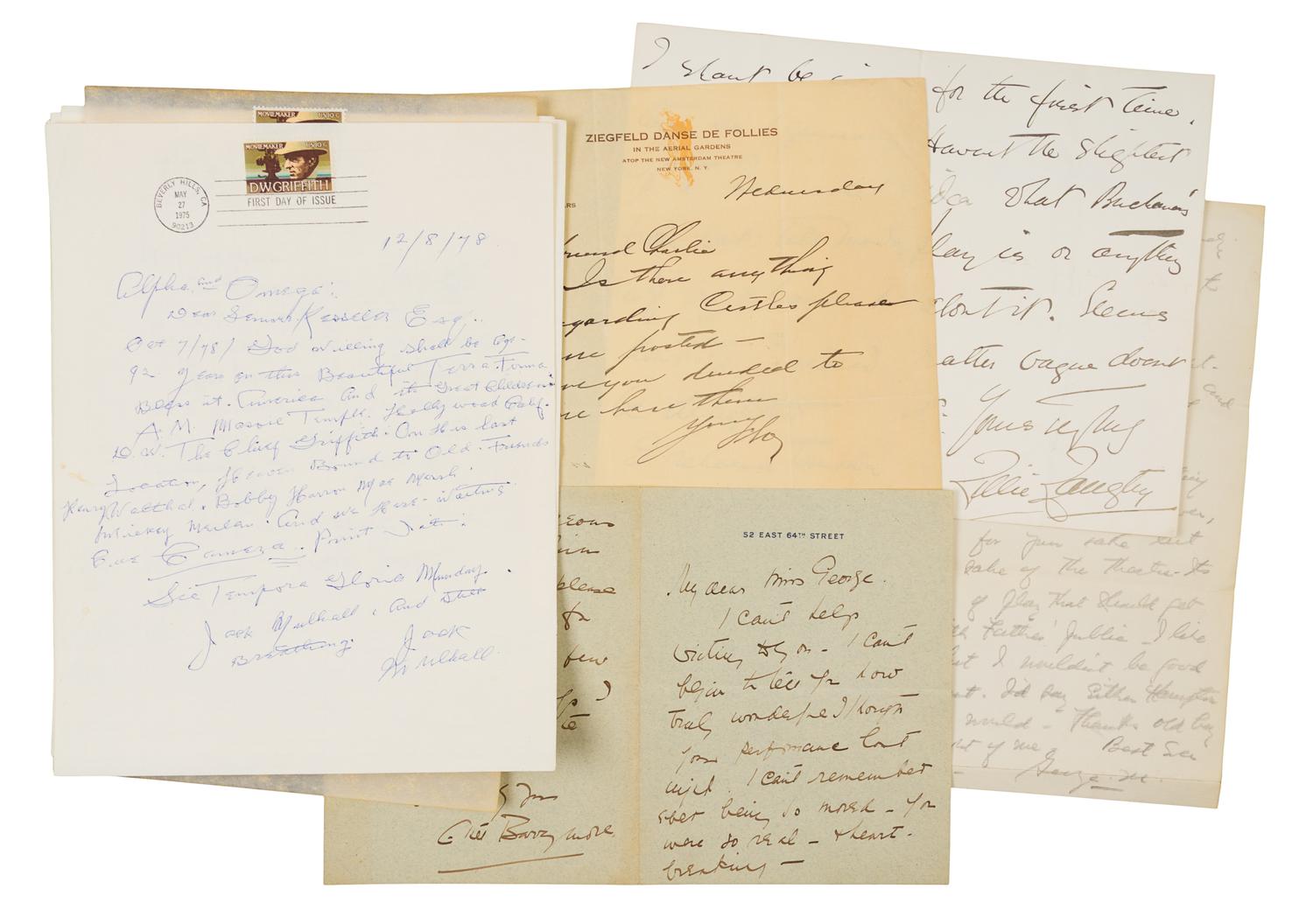 [ENTERTAINERS AND ACTORS]. A group of 4 manuscripts, comprising: