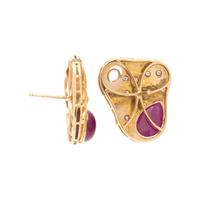 YELLOW GOLD, RUBY AND DIAMOND EARRINGS