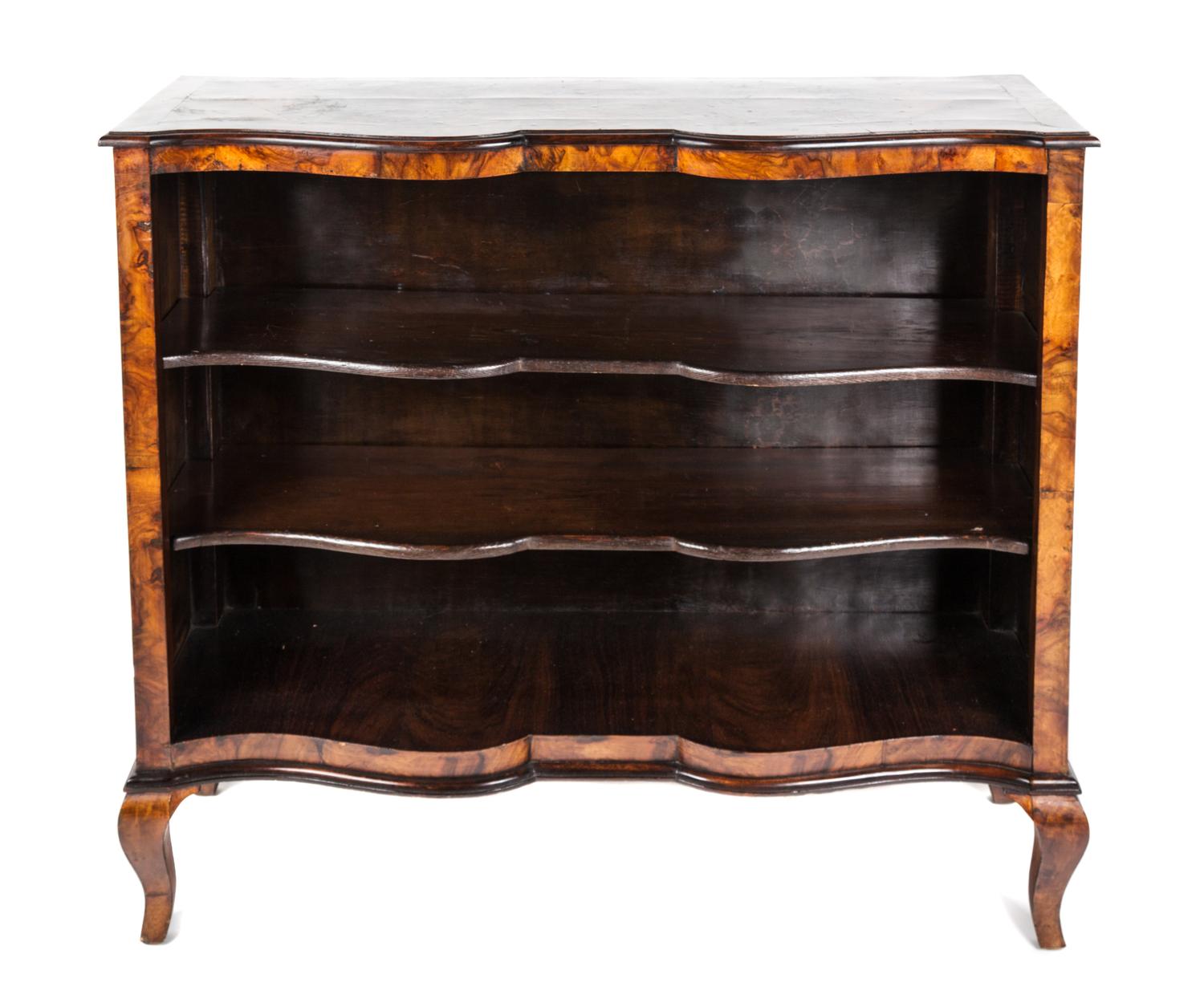 A Pair of Italian Rococo Style Walnut Bookcases Height 40 x width 44 x depth 13 3/4 inches. — 20TH CENTURY