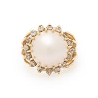 Mabé Pearl, Diamond, and Yellow Gold Ring